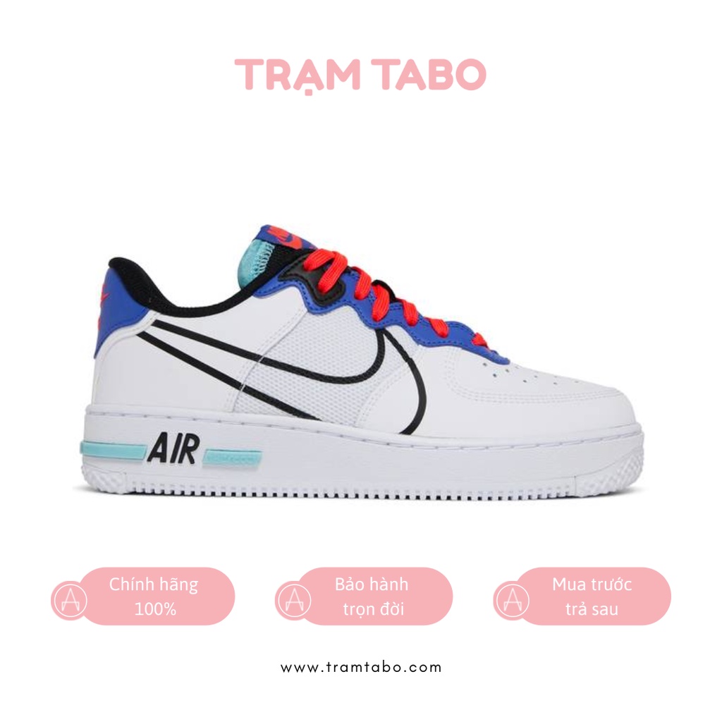 CD6960-101 - GIÀY NỮ NIKE AIR FORCE 1 REACT WHITE/ASTRONOMY BLUE - MÀU TRẮNG/XANH/ĐỎ