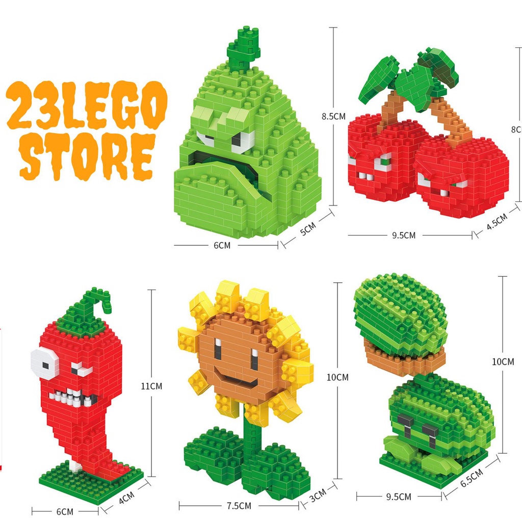 Bộ đồ chơi xếp hình lego nhân vật Plant vs Zombie dễ thương (Hàng Có sẵn và Order), Bộ đồ chơi lắp ráp trò chơi PvZ