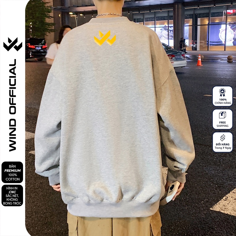 Áo sweater form rộng WIND unisex Rolling oversize tay dài thời trang nam nữ ulzzang