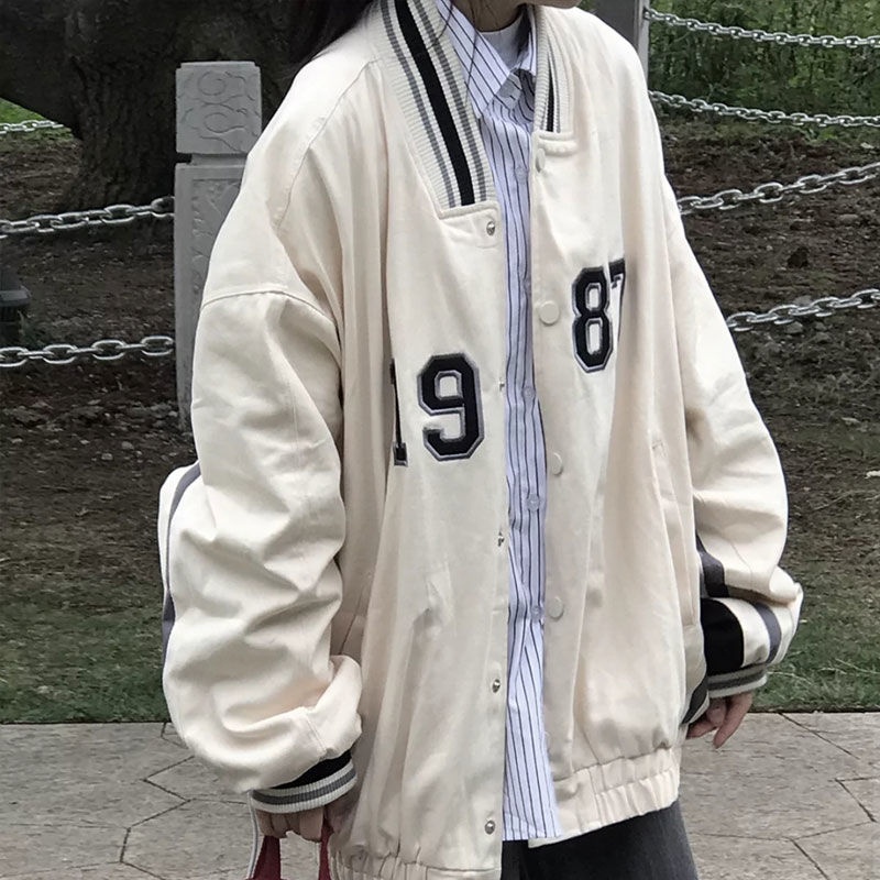 Áo Bomber 1987 Unisex Loaị 2 Lớp Thời Trang Hàn Quốc Phong Cách Cá Tính Kèm Ảnh Thật