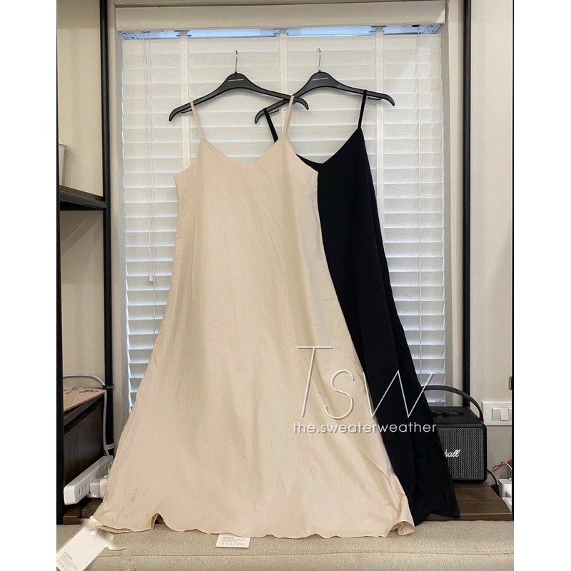 Váy hai dây đũi trơn hai màu be đen - Váy hai dây đũi mát | BigBuy360 - bigbuy360.vn