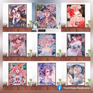 Tranh số hoá tự tô đã căng khung nàng thơ Hà Nội Painting
