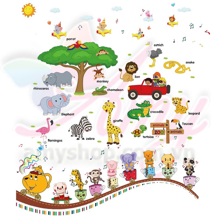 Decal dán tường Chuyến tham quan vườn thú của bé ( 150 x 170 cm )