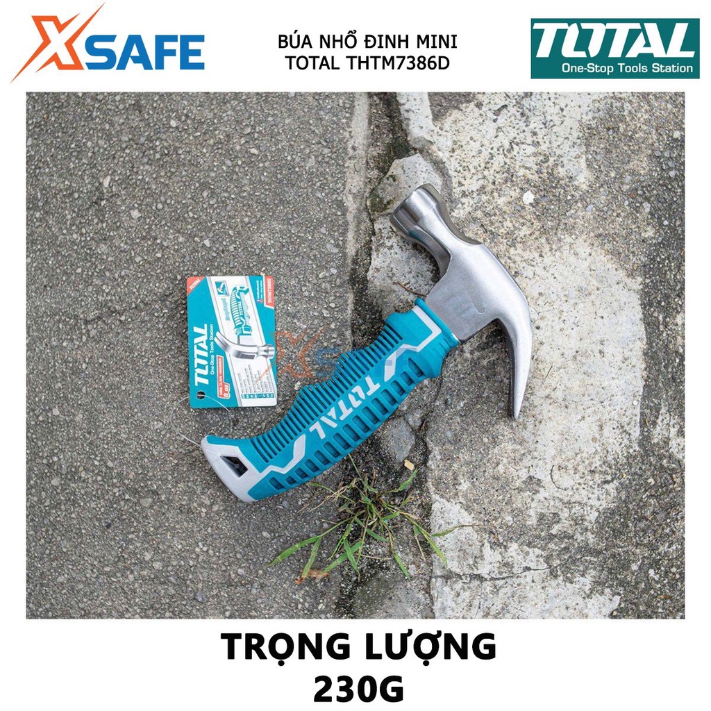 Búa nhổ đinh mini TOTAL THTM7386D Búa cầm tay trọng lượng 8oz (226g) thép carbon 45# - Chính hãng [XSAFE]