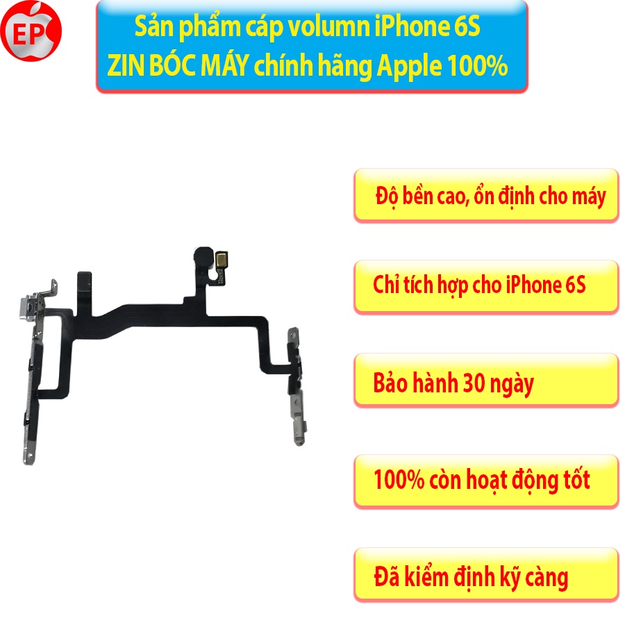 Sản phẩm cáp tăng giảm âm lượng, gạt rung iPhone 6, 6 Plus, 6S Plus ZIN BÓC MÁY.