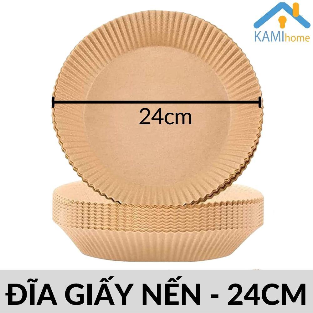 (Bộ 10) Khay giấy nến lót nồi chiên không dầu dạng Đĩa cỡ lớn 24cm KM 20100
