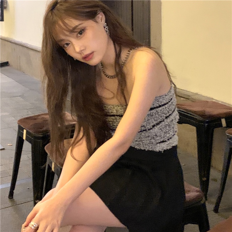 Cocory vn Áo Ống Dệt Kim Không Tay Phong Cách Hàn Quốc Quyến Rũ Dành Cho Nữ