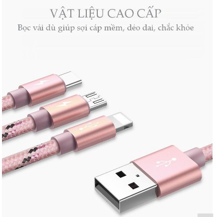 Cáp Apple8-pin/Micro/Type C YB-453 đầu 1.2m YOOBAO Vàng hồng