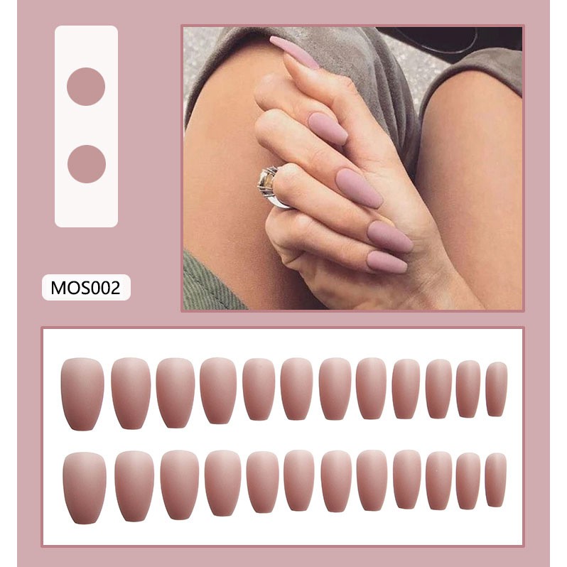 Bộ 24 móng tay giả màu lì cực xinh (kèm keo - dùng nhiều lần - mã MOS001-MOS009)