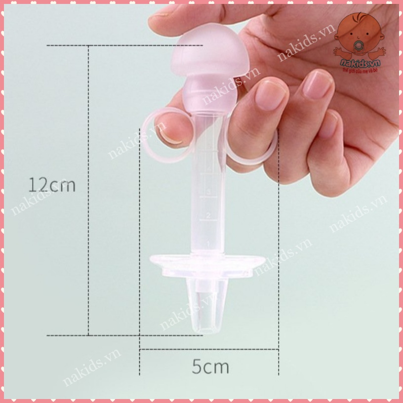 Dụng Cụ Ống Bơm Xilanh Cho Bé Uống Thuốc, Sữa, Nước Hoa Quả Đầu Silicon Mềm An Toàn Cho Bé