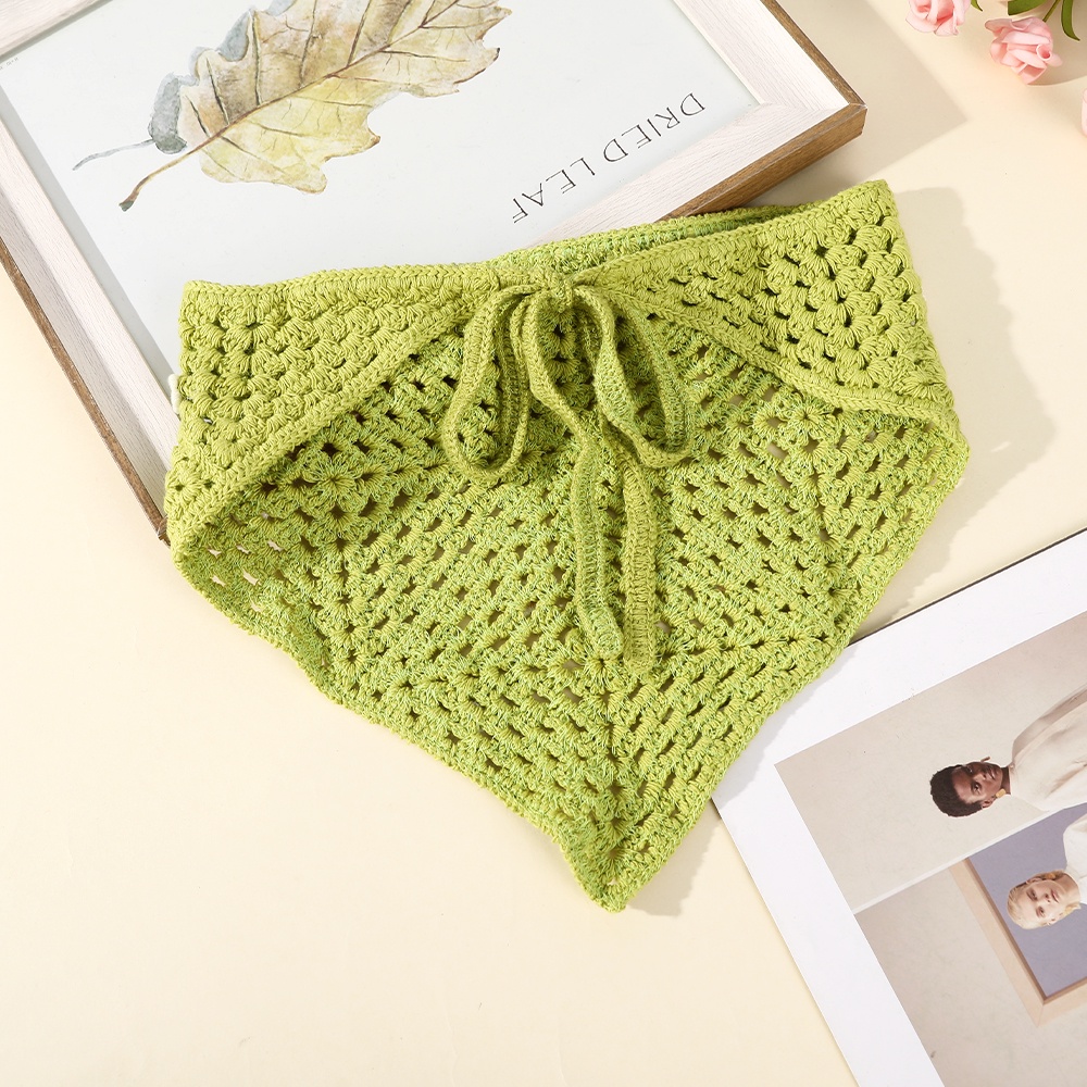 Băng đô HAIMEIKANG hình tam giác đan móc họa tiết/ màu trơn phong cách retro cổ điển