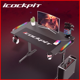 Bàn gaming cao cấp,bàn chơi game cho gamer có đèn led cảm biến nhạc,mặt gỗ phủ sợi cacbon tay đỡ gamepad Desk computer