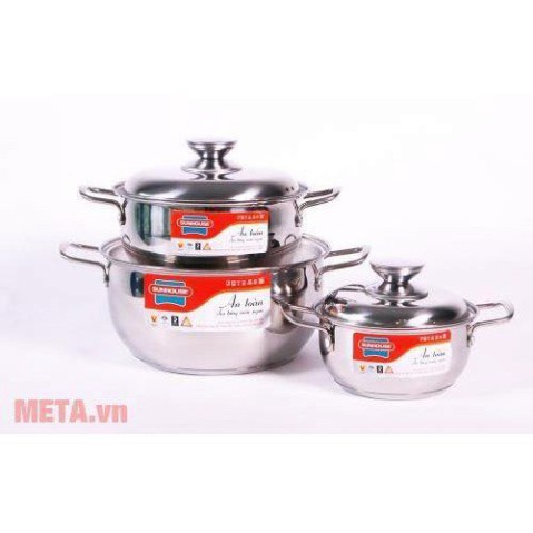 Bộ nồi inox Sunhouse 3 đáy SH335 dùng được bêp từ  xả hàng