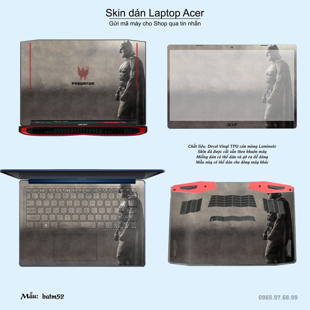 Skin dán Laptop Acer in hình Người dơi _nhiều mẫu 3 (inbox mã máy cho Shop)