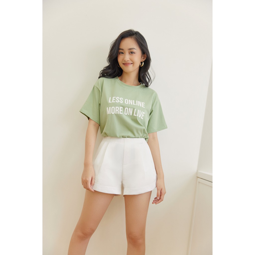 [Mã WABRWA8 giảm 15% đơn 99k] Áo Thun In Chữ Less Online More Onlive 3 Màu EDINI - A1177 | BigBuy360 - bigbuy360.vn