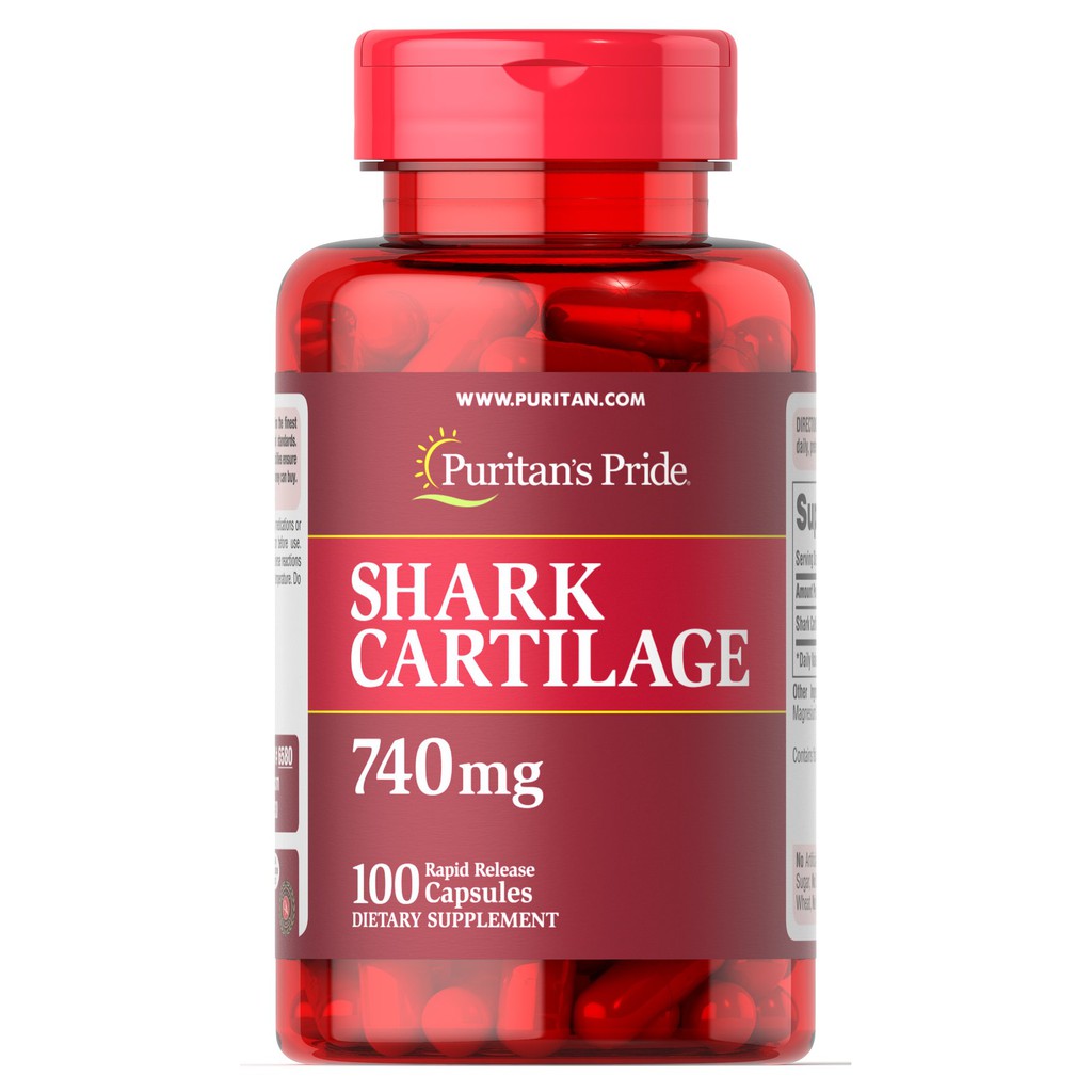 Sụn vi cá mập bổ xương khớp tăng cường dịch khớp Puritan's Pride Shark cartilage 100 viên