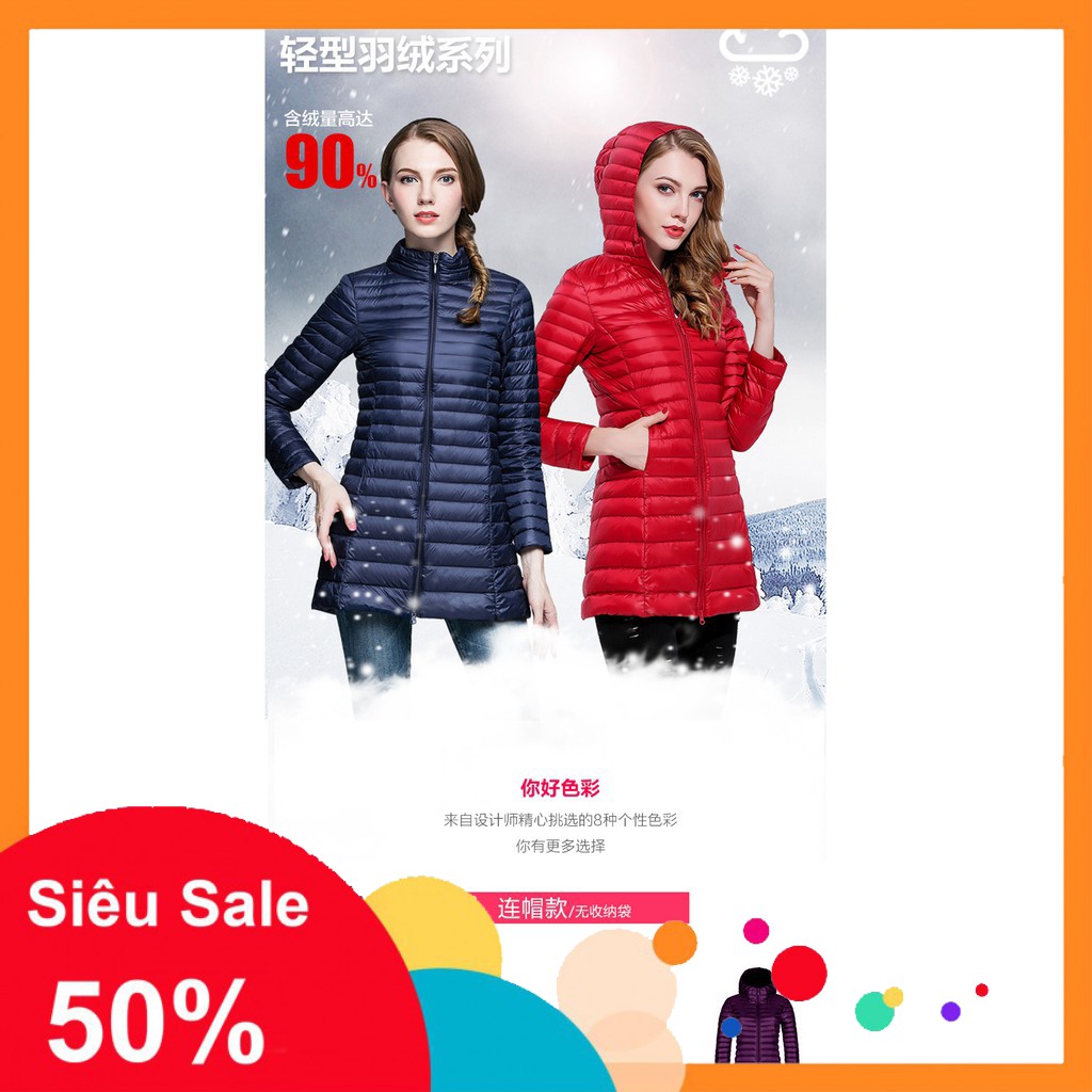 Xả Hàng - áo phao lông vũ dáng dài có mũ và không mũ cho chị em -A23 new * ⇥ :