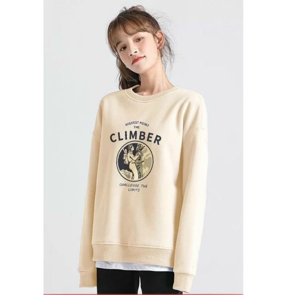 ÁO SWEATER NỈ UNISEX KHÔNG NÓN CLIMBER ÁO FORM RỘNG NAM NỮ NHIỀU MÀU