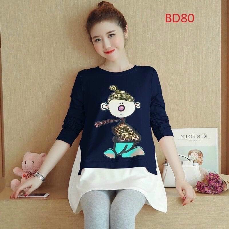 Áo bầu Cotton phong cách Hàn Quốc hình Mũ, thoáng mát, chất đẹp