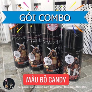 SƠN XỊT SAMURAI Combo sơn đỏ candy y138