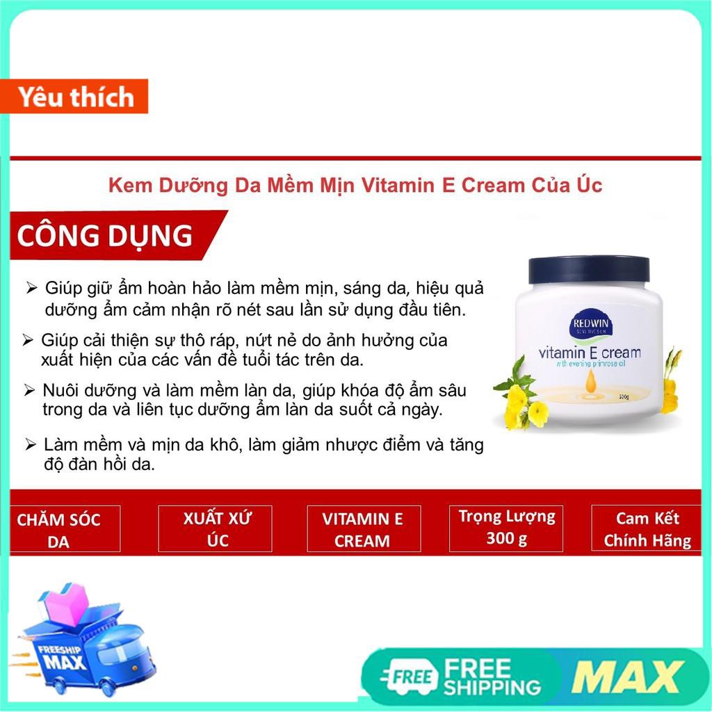 Kem dưỡng thể Redwin Vitamin E Cream Úc, dưỡng ẩm tái tạo da, giúp da mịn màng, chống nứt nẻ khô rát, 300g | BigBuy360 - bigbuy360.vn