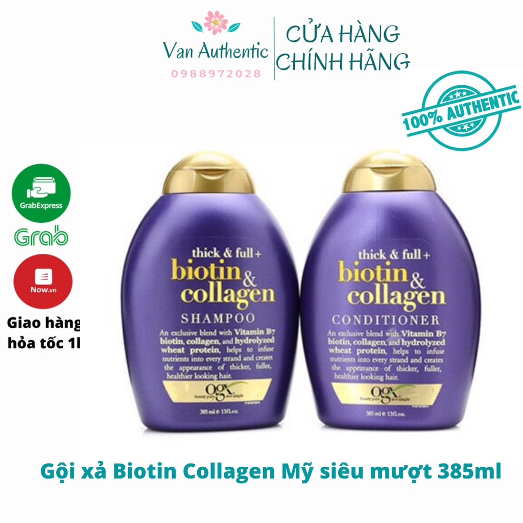 Bộ dầu gội xả Biotin Collagen Thick &amp; Full OGX bản Mỹ