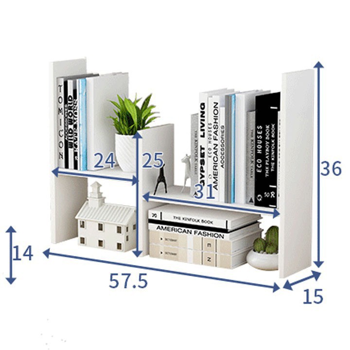 Kệ sách 2 tằng cao cấp - kệ sách để đồ lưu niệm,  tài liệu trong phòng làm việc, phòng khách trang trí OANT0006