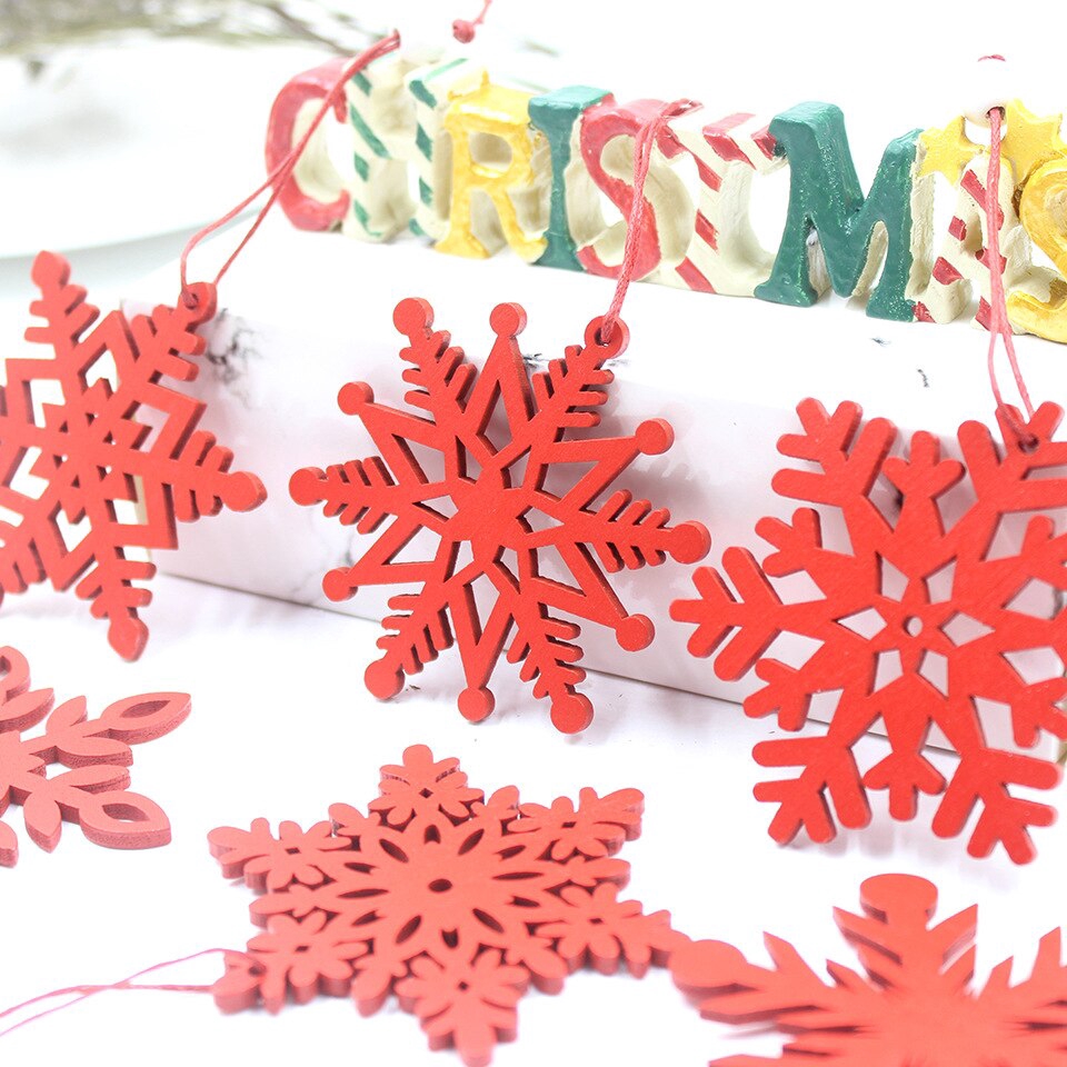Set 6 Bông Tuyết Trắng Và Đỏ Trang Trí Cây Thông Noel