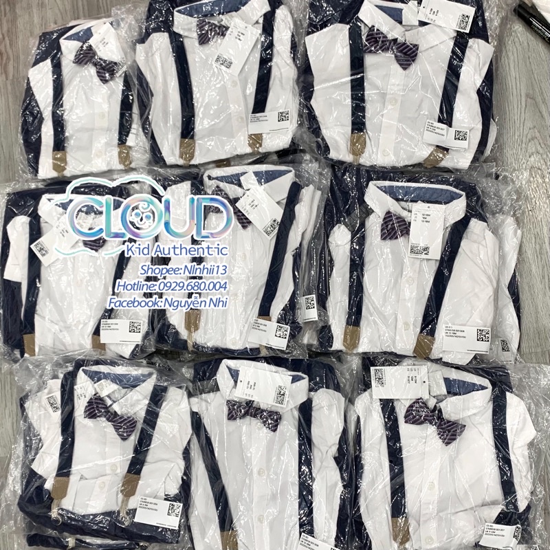 Bộ công tử có đai đeo kèm nơ cho bé chính hãng HM JP/US size 6-9m đến 2-3y