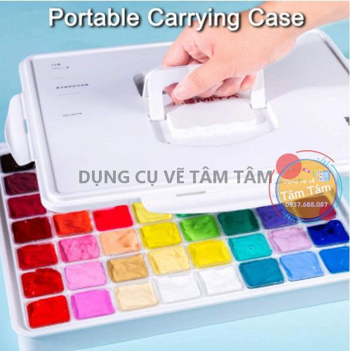 [ TÂM TÂM ]-Màu nước dạng thạch MIYA Himi Gouache pan set 56 colors x 30ml (TẶNG CỌ ỐNG VÀ GIẤY A6)