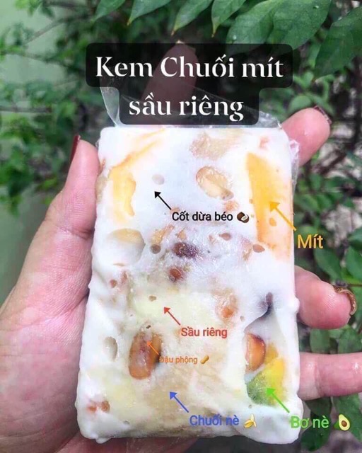 [nowship]. KEM CHUỐI MÍT BƠ SẦU RIÊNG. 10cây