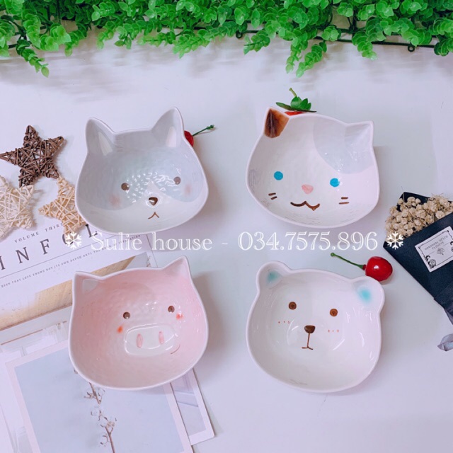 Bát sứ gấu, lợn, mèo, chó 300ml