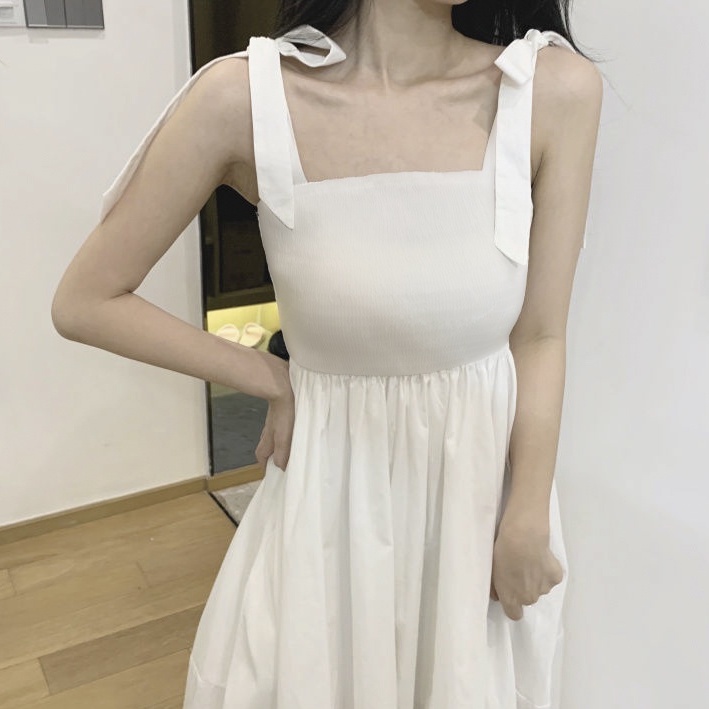 Đầm babydoll ulzzang trắng nữ 2 dây dáng dài LOKISO VD01 | BigBuy360 - bigbuy360.vn