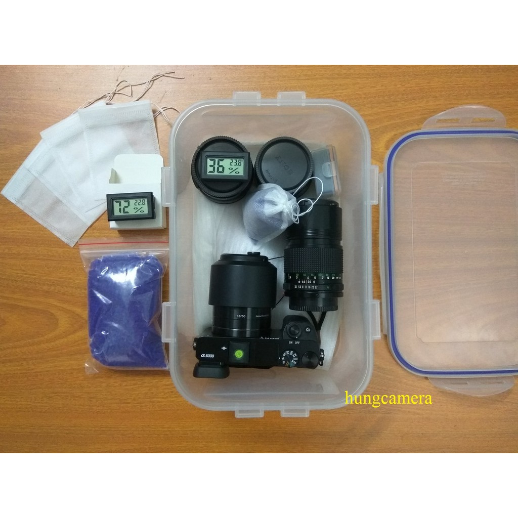 Combo 200g hạt hút ẩm+ ẩm kế+ TẶNG đồ đựng hạt