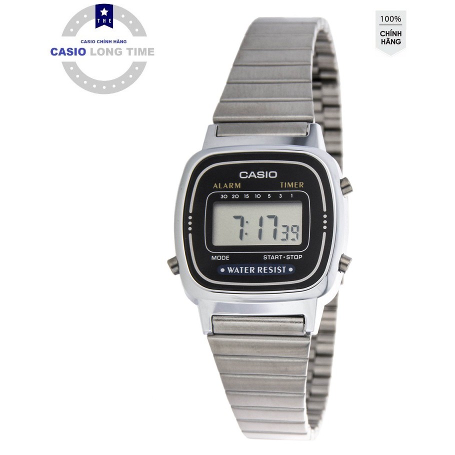 Đồng Hồ Nữ CASIO STANDARD LA670WA-1DF Điện tử - Dây kim loại chống nước 5 ATM thanh