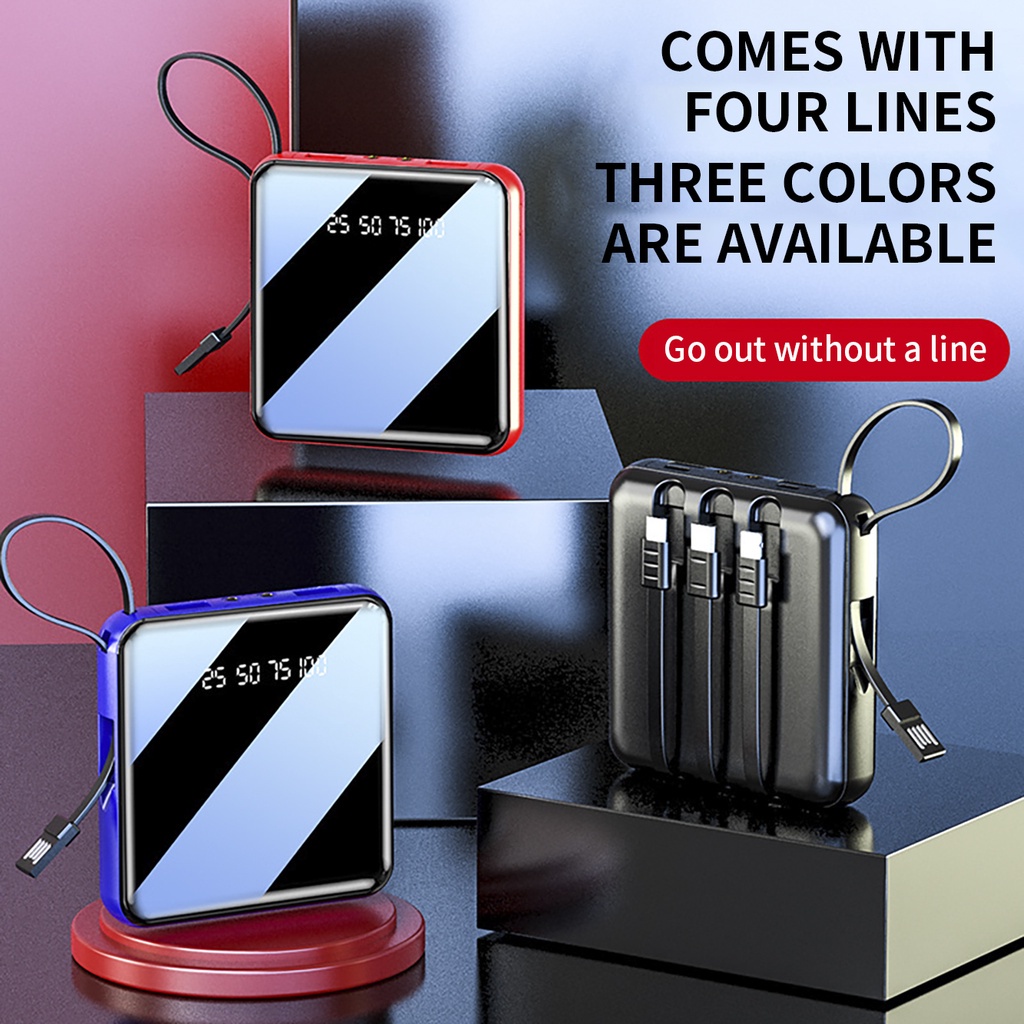 Pin Sạc Dự Phòng 20000mAh Dung Lượng Cao 4 Dây Có Màn Hình Hiển Thị