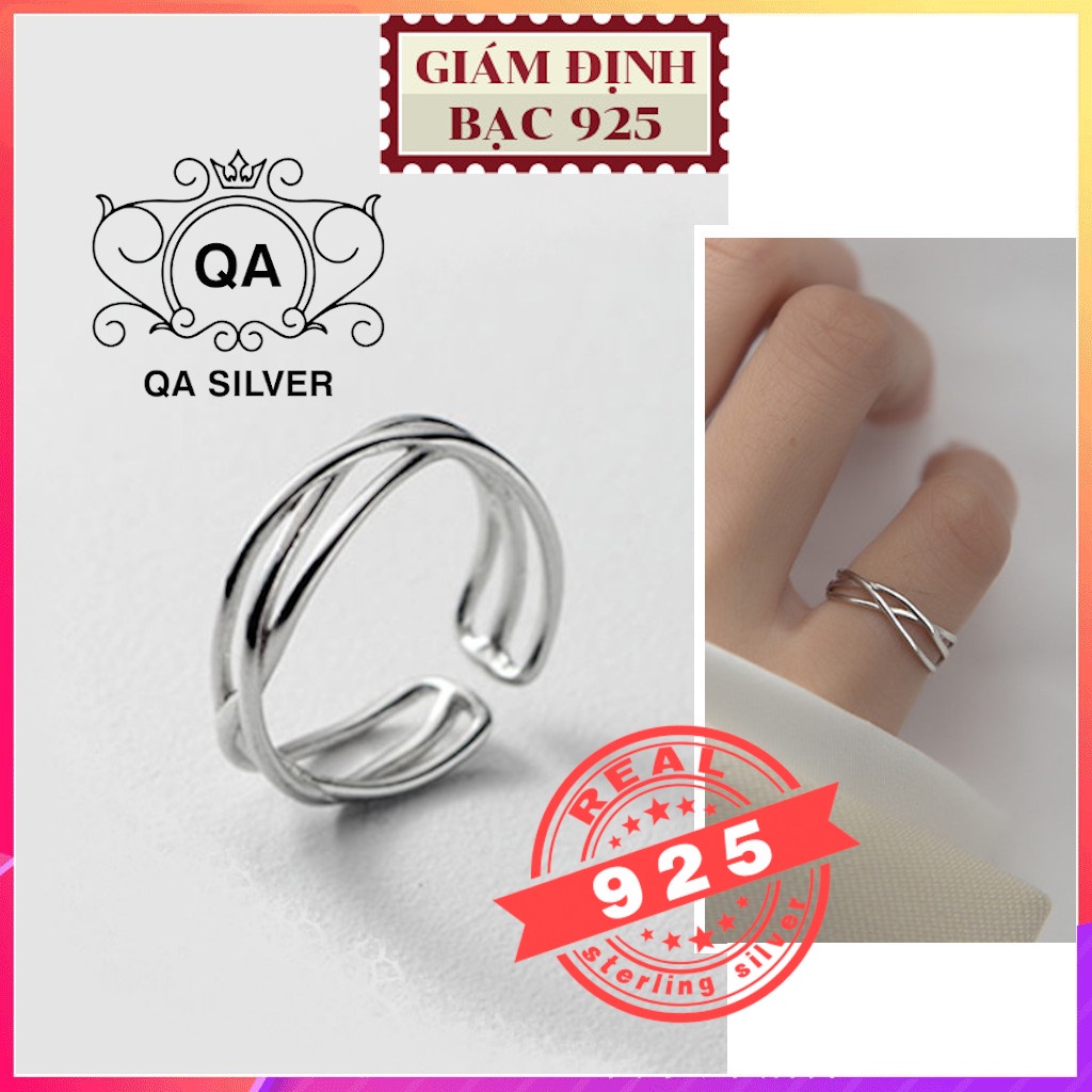 Nhẫn bạc 925 tầng đan chéo nữ form nhỏ ngón út S925 LAYER Silver Ring QA SILVER RI210202