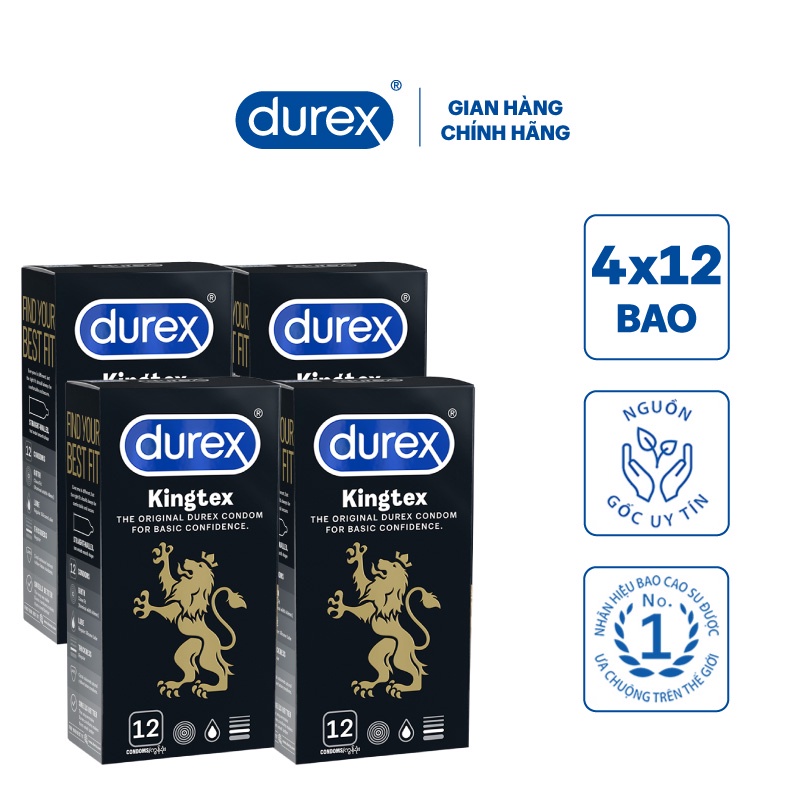 Bộ 2 Bao cao su Durex Kingtex 12 bao + Tặng 2 hộp cùng loại