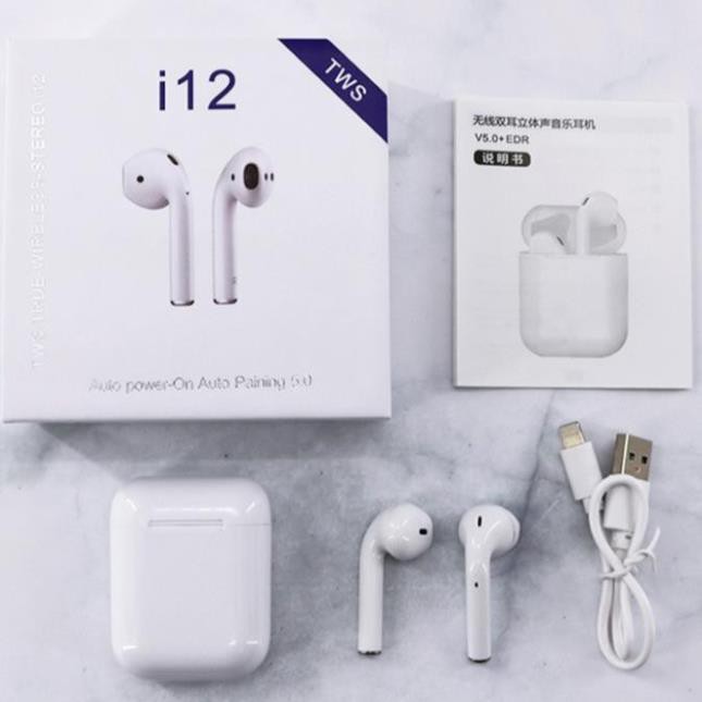 Tai nghe Bluetooth i12 TWS 5.0 tai nghe i12 không dây bản Quốc tế âm thanh chuẩn HIFI dùng cho IOS A