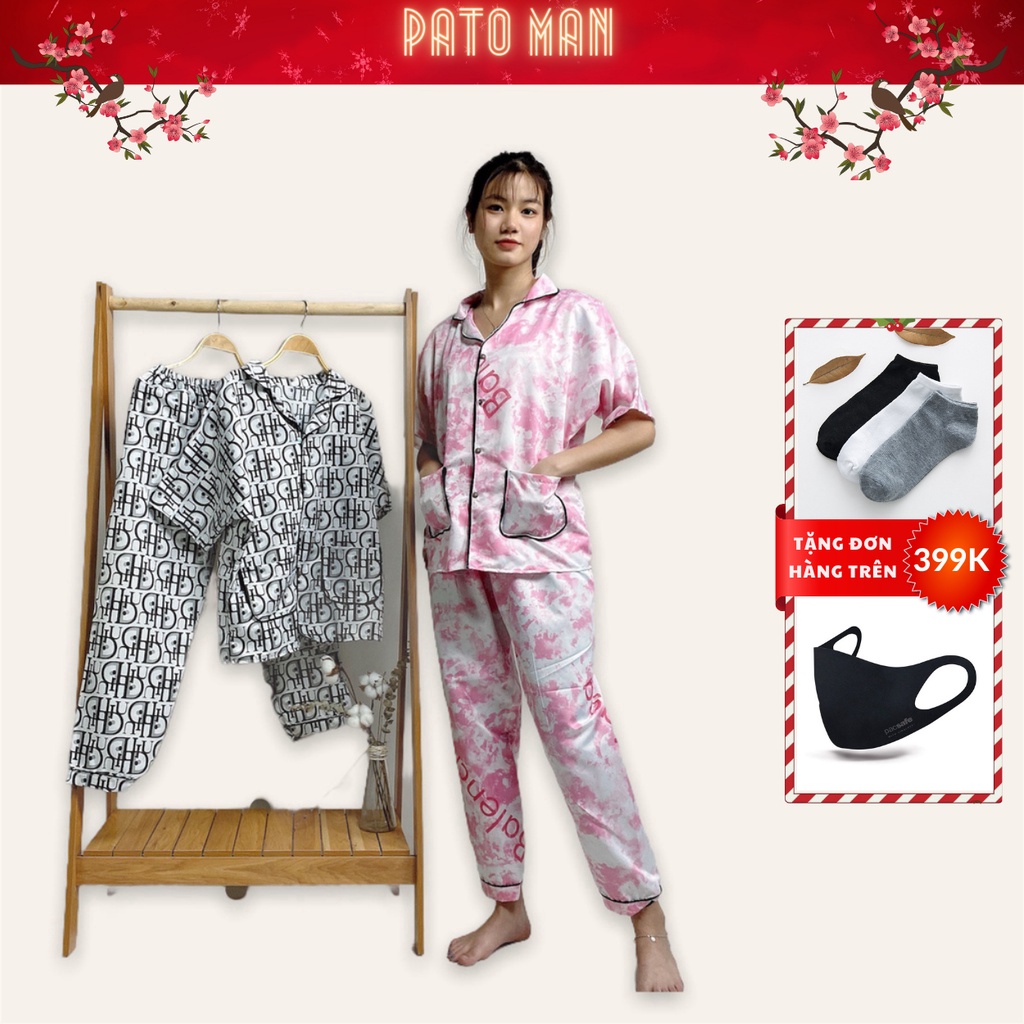 Bộ pijama viền tay ngắn quần dài cực đáng yêu, chất liệu kate giặt không phai không nhàu (ảnh shop chụp) | BigBuy360 - bigbuy360.vn