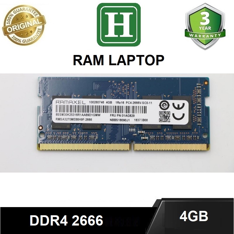Ram Laptop DDR4 4GB BUS 2666, hàng tháo máy chính hãng, bảo hành 3 năm