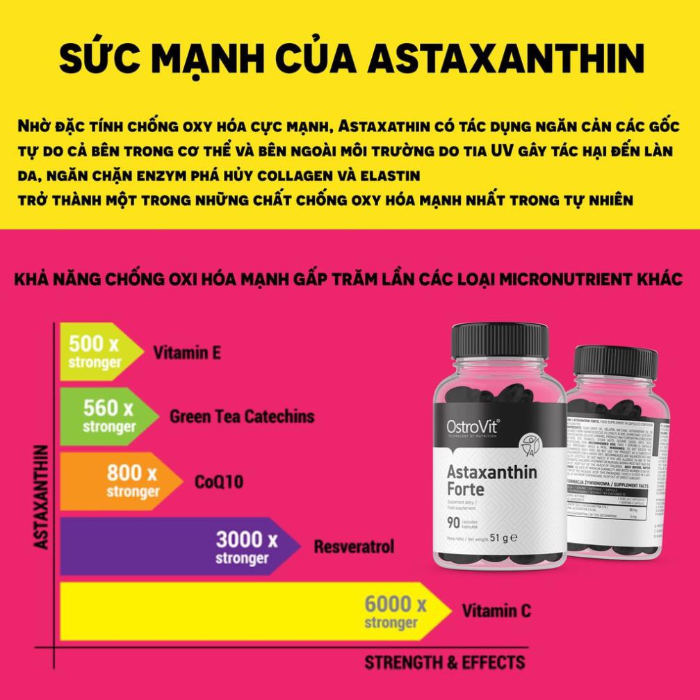 THỰC PHẨM SỨC KHỎE ASTAXANTHIN TĂNG CƯỜNG ĐỀ KHÁNG, ĐẸP DA CỦA OSTROVIT (90 VIÊN)