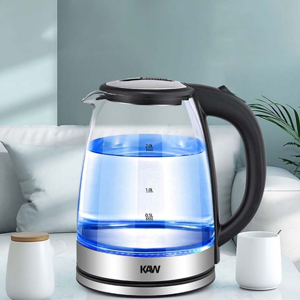 Ấm Đun Nước Inox Điện Máy Xanh, Ấm Trà Thủy Tinh Chịu Nhiệt KAW Dung tích 2L