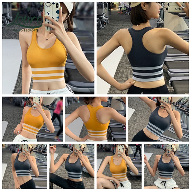 Áo bra gym, yoga Louro BL11, kiểu áo bra thể thao sexy thuộc bộ đồ tập có lót ngực, dáng crotop nâng ngực tôn dáng