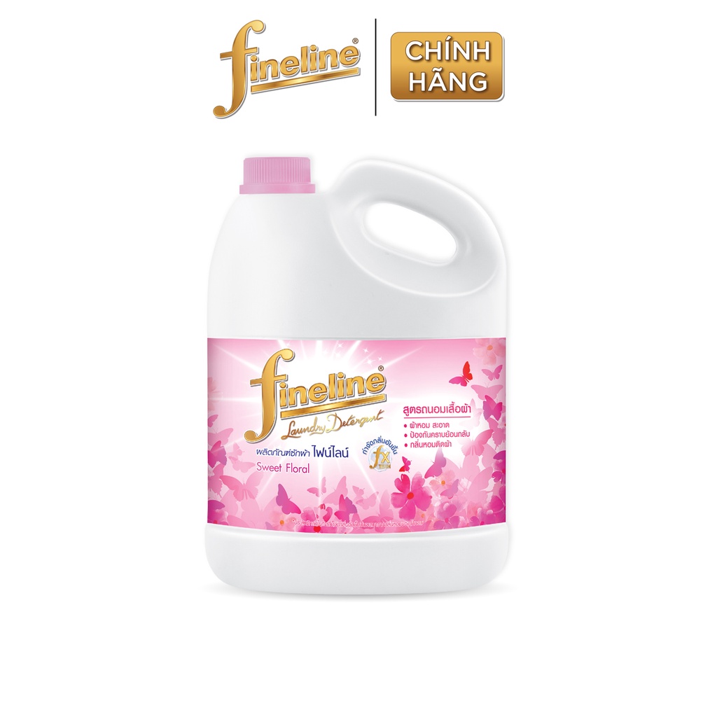 [Deal hời] Combo 4 Nước Giặt Fineline Sweet Floral (Hồng) Can 3000 ml.