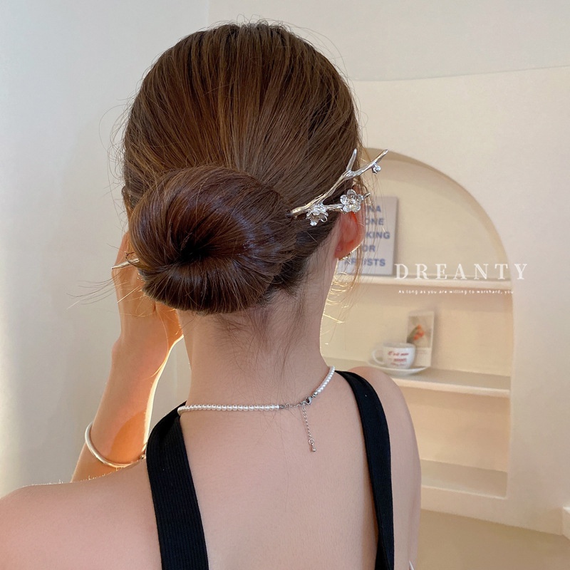 Kẹp Tóc Kim Loại Hình Cành Hoa Mận Phong Cách Mới