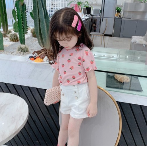 [Q005] Quần short trắng 3 cúc bé gái sz 90-140