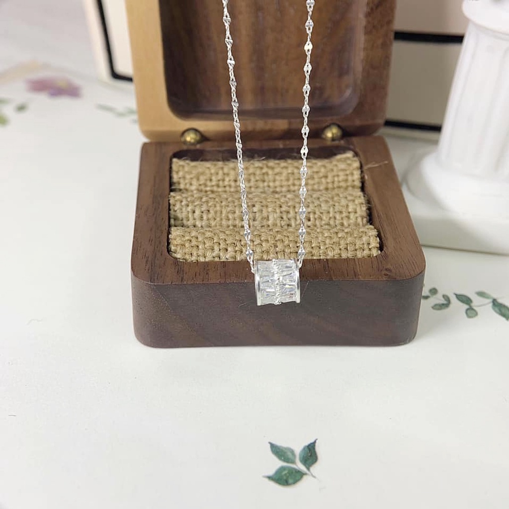 Dây chuyền bạc Pansy mặt hộp nạm đá mẫu HOT, vòng cổ bạc đẹp