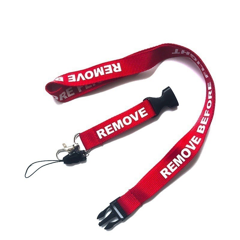 Dây đeo thẻ có móc khóa in chữ Remove Before