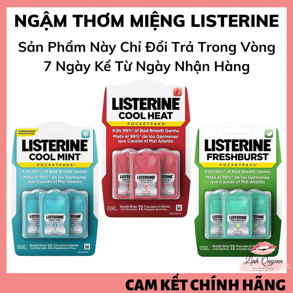 Xịt/Miếng ngậm thơm miệng Listerine Hàng Mỹ